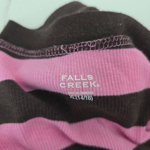 Vintage 90s Y2K Pink Brown VNeck Overlay Ribbed Long Sleeve Top KIds 14/16 Women - Picture 7 of 7